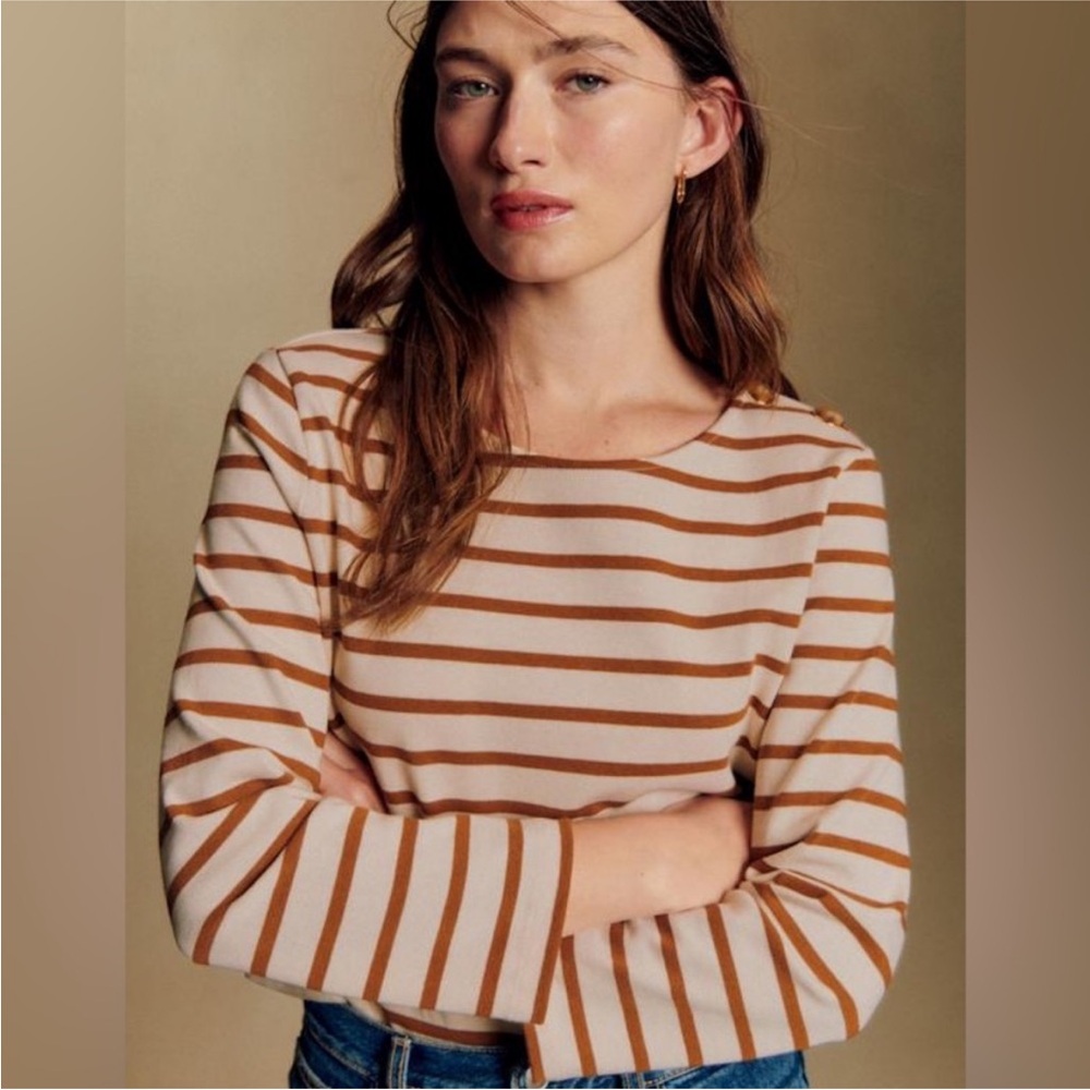 Sézane Colette Mariniere boatneck top in pink stripe